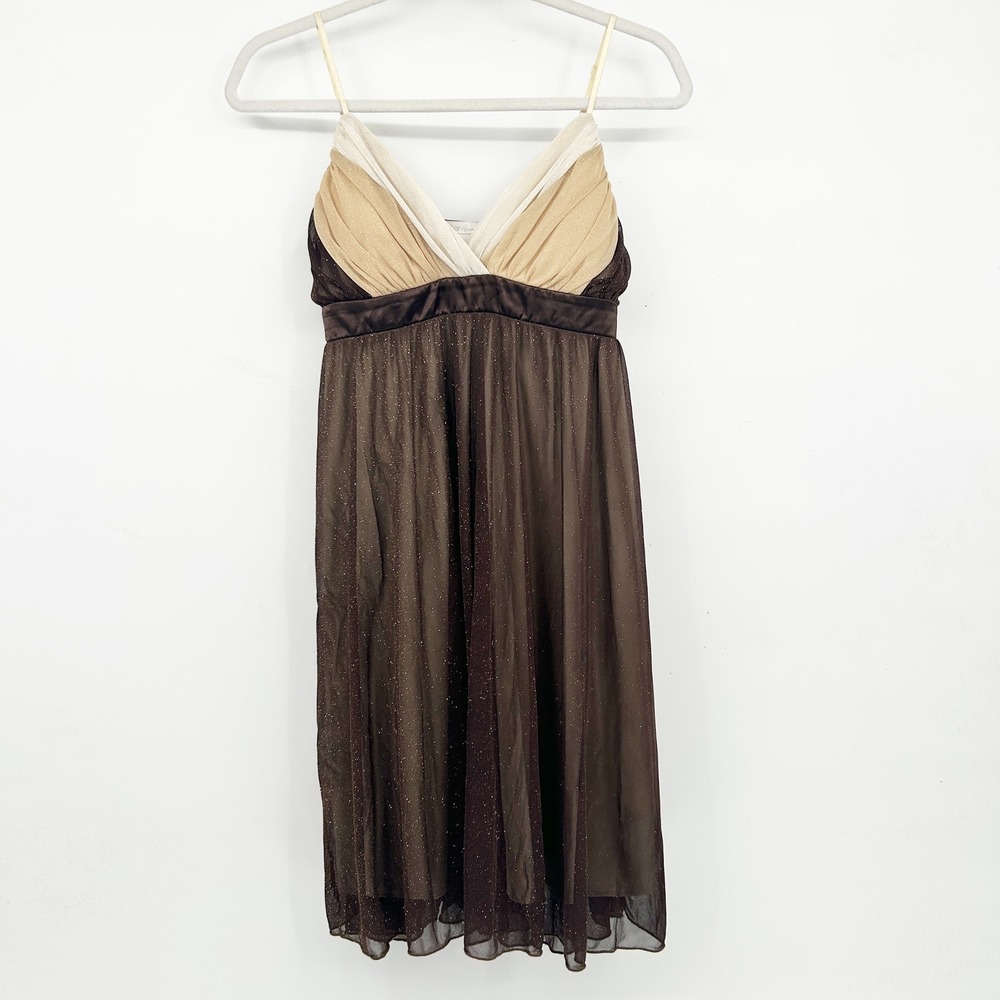Charlotte Russe Womens Y2K Vintage Glitter Mesh Layered Babydoll Dress Size L